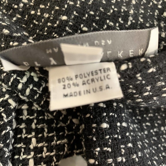 Bryn Walker Vest Medium Black White Tweed Wrap Sleeveless Duster USA B161 - Picture 8 of 9